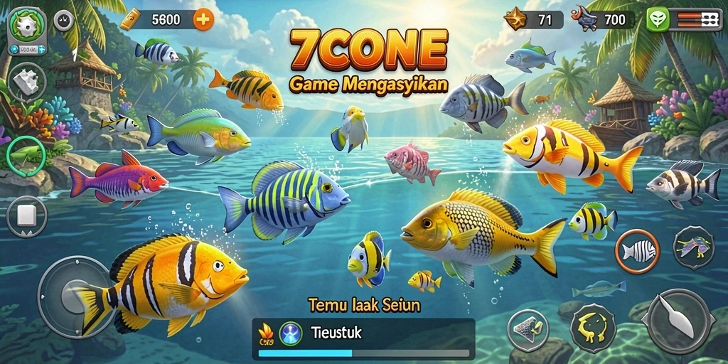 Screenshot permainan 7CONE yang menampilkan aksi Tembak Ikan yang seru.