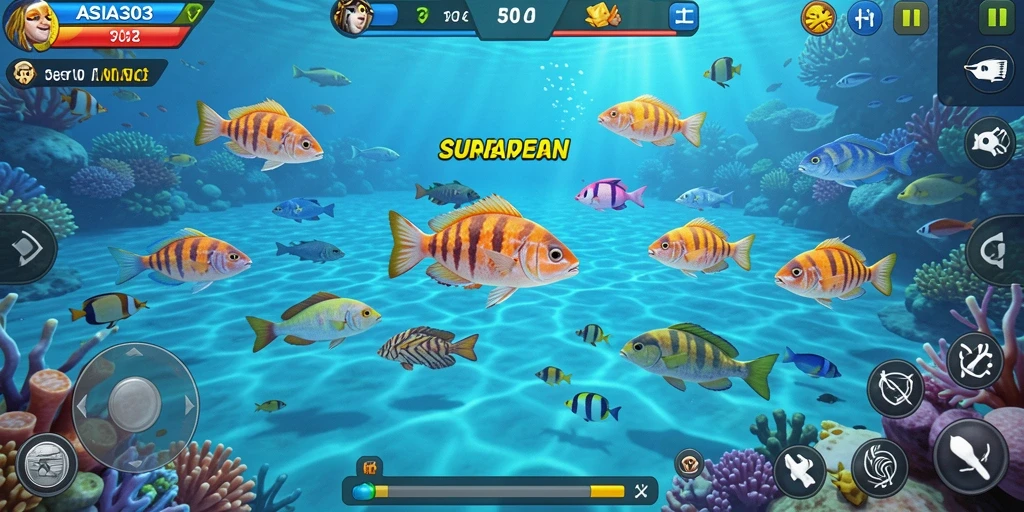 Tampilan menarik gameplay Tembak Ikan dengan grafik cerah.