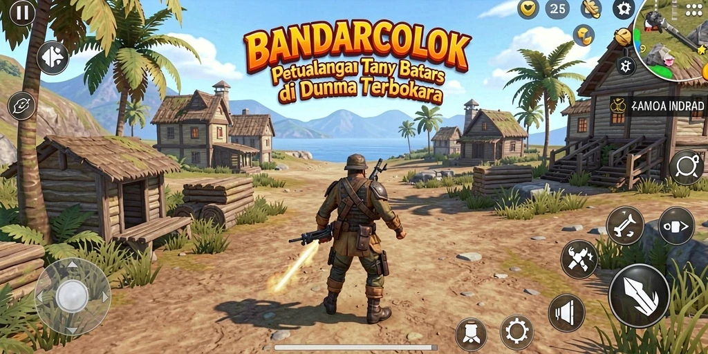 Screenshot dari gameplay BANDARCOLOK yang menunjukkan eksplorasi dunia terbuka.