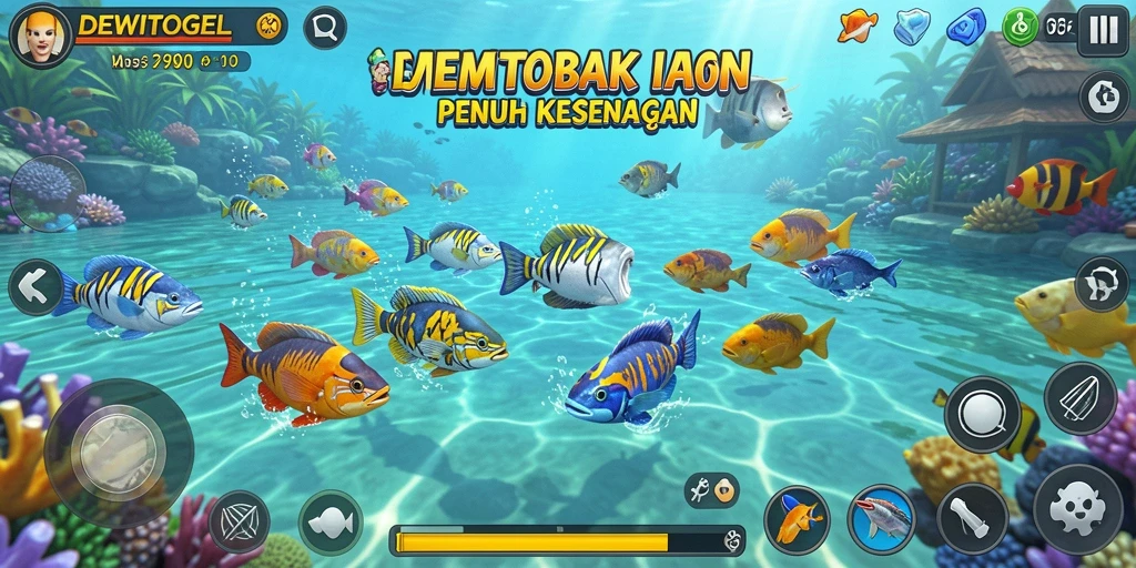 Tangkapan layar DEWITOGEL menunjukkan aksi seru dalam permainan Tembak Ikan.