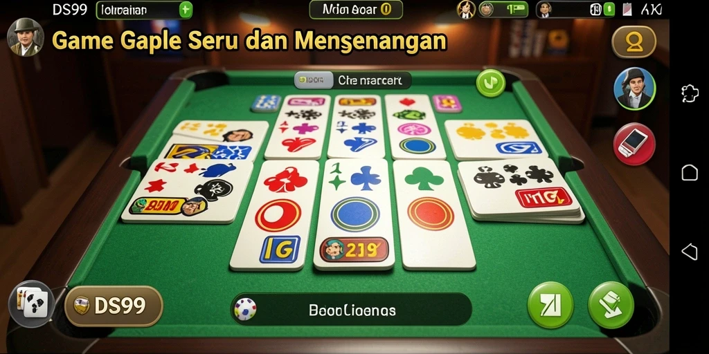 Tampilan screenshot utama DS99 dengan gameplay Gaple yang menarik.