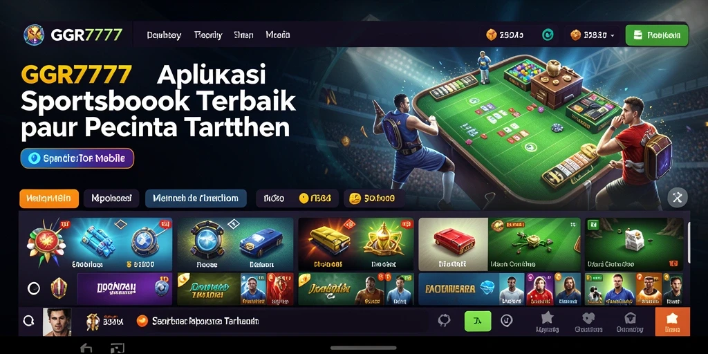 Screenshot GGR7777 menampilkan tampilan aplikasi Sportsbook yang menarik.
