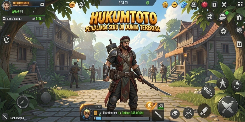 Tampilan gameplay HUKUMTOTO di dunia terbuka yang menakjubkan.