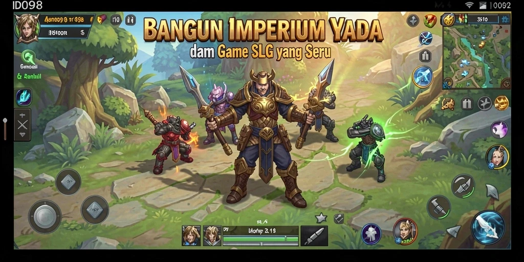 Screenshot ID098 menunjukkan pertempuran strategis yang mendebarkan dalam game SLG.