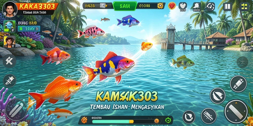 Tampilan gameplay seru di KAKA303 saat menangkap ikan.