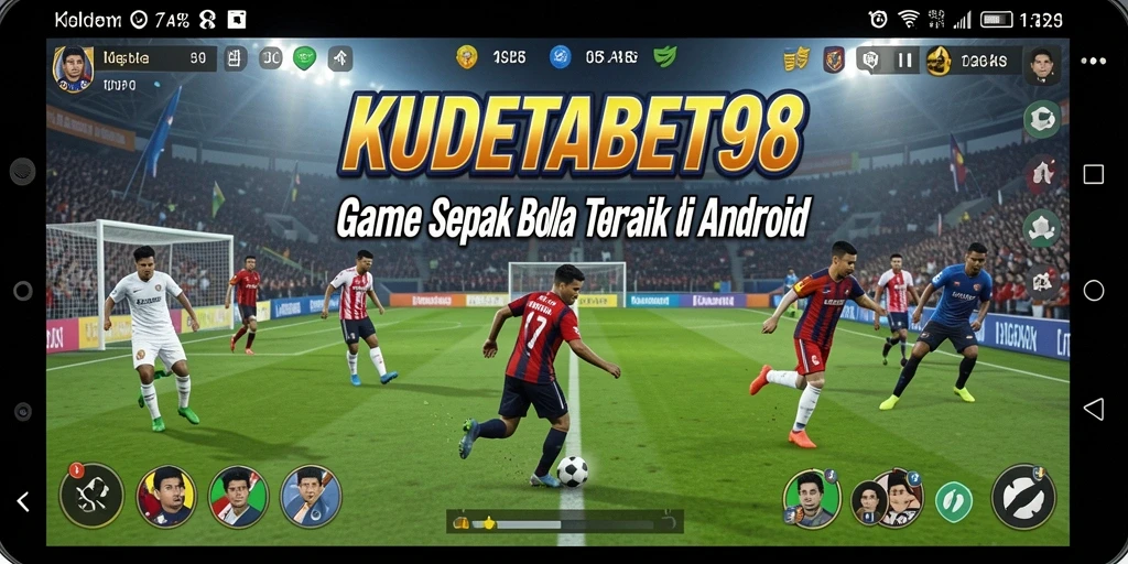 Tampilan gameplay intens di KUDETABET98 dengan aksi sepak bola yang seru.