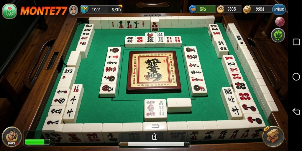 Tampilan gameplay Mahjong yang seru dan menantang di MONTE77.