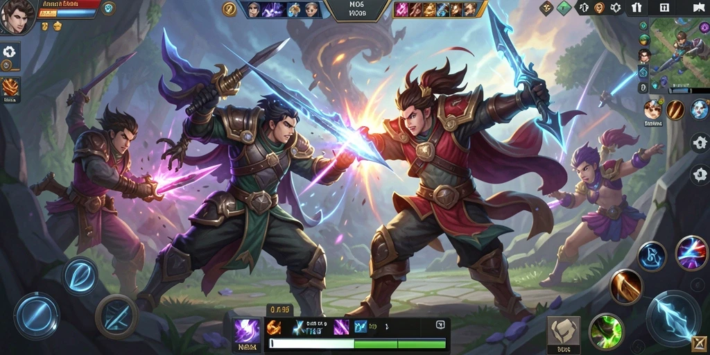 Tangkapan layar gameplay N06 menunjukkan aksi seru dalam pertarungan MOBA.