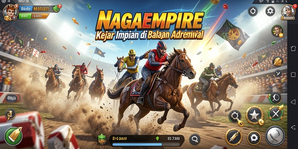 Screenshot utama NAGAEMPIRE menunjukkan aksi balapan yang intens dan grafis yang menawan.