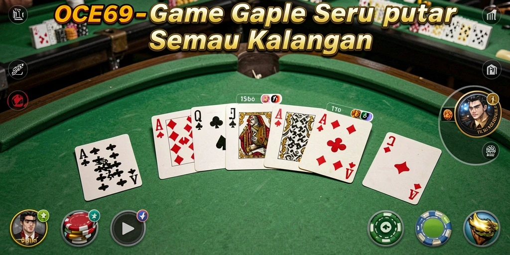Tampilan seru permainan Gaple di OCE69 dengan interaksi pemain.