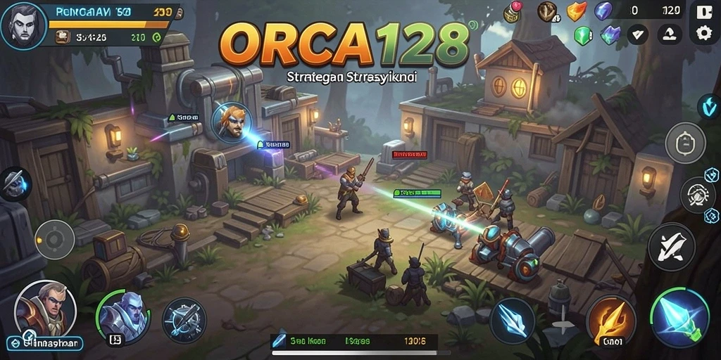 Screenshot gameplay ORCA128 yang menampilkan strategi pertempuran.