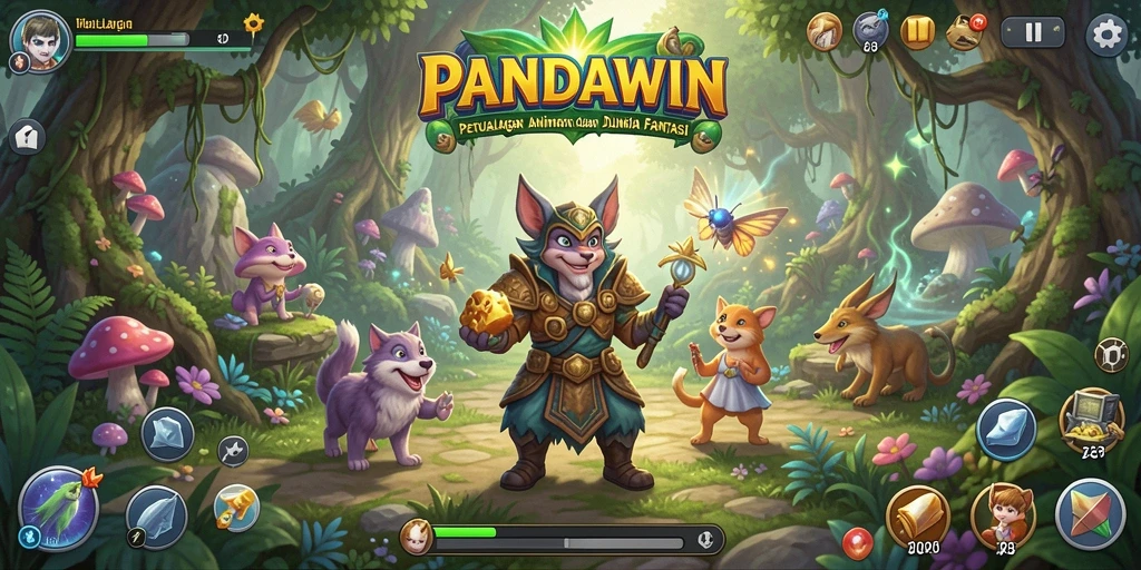 Tampilan menakjubkan dari gameplay PANDAWIN yang penuh warna.
