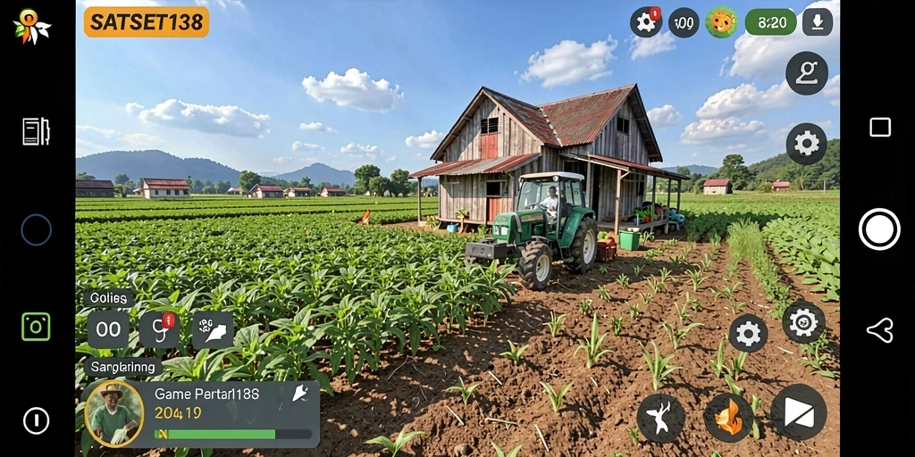 Screenshot gameplay menunjukkan aktivitas bertani yang menarik di SATSET138.