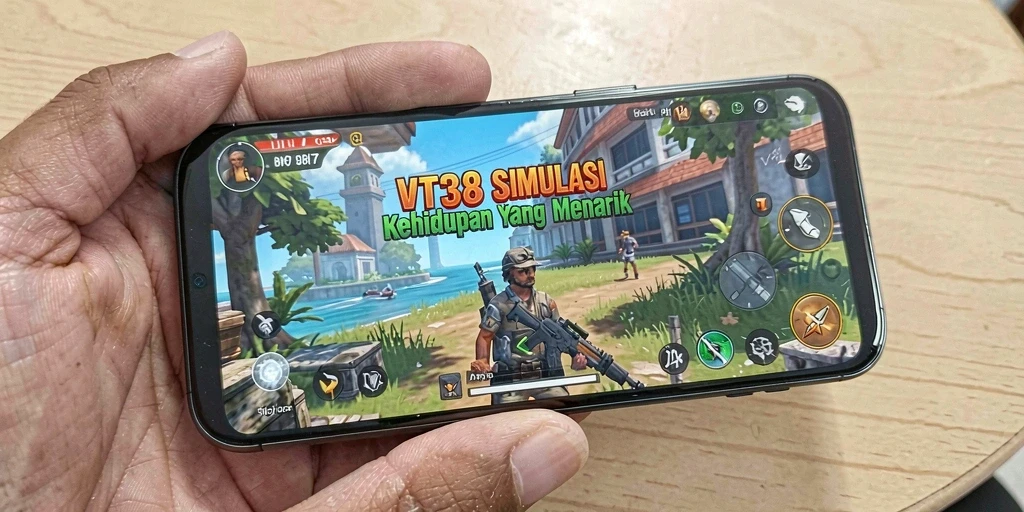 Tangkapan layar utama VT38 menampilkan gameplay seru dengan karakter dan lingkungan yang interaktif.